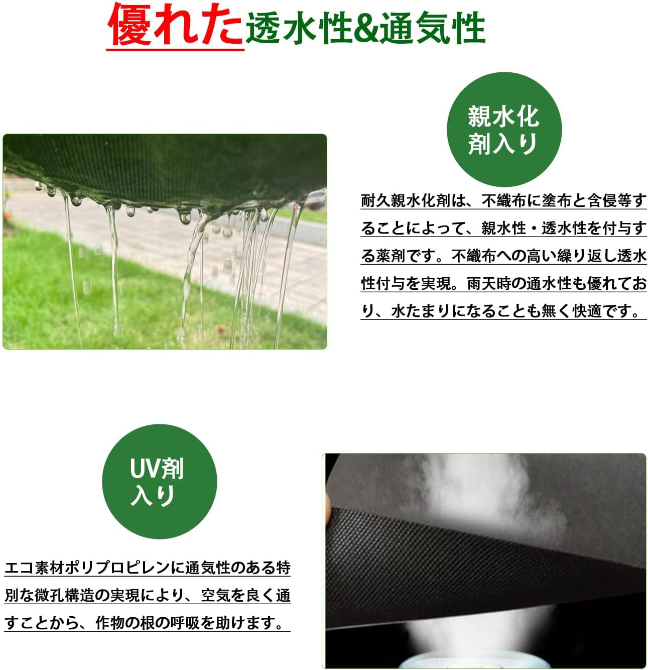 Improved Edition Weed Control Sheet, Weeding Sheet, Weed Barrier Sheet 1m×10m, Includes 20 U-Shaped Stakes with Black Round Gaskets, Thick, High Density 120 g/㎡, Highly Water-Permeable, with