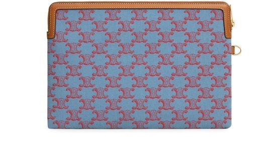 CELINE Small pouch with strap cuir Triomphe in textile with Triomphe all over - Image 3