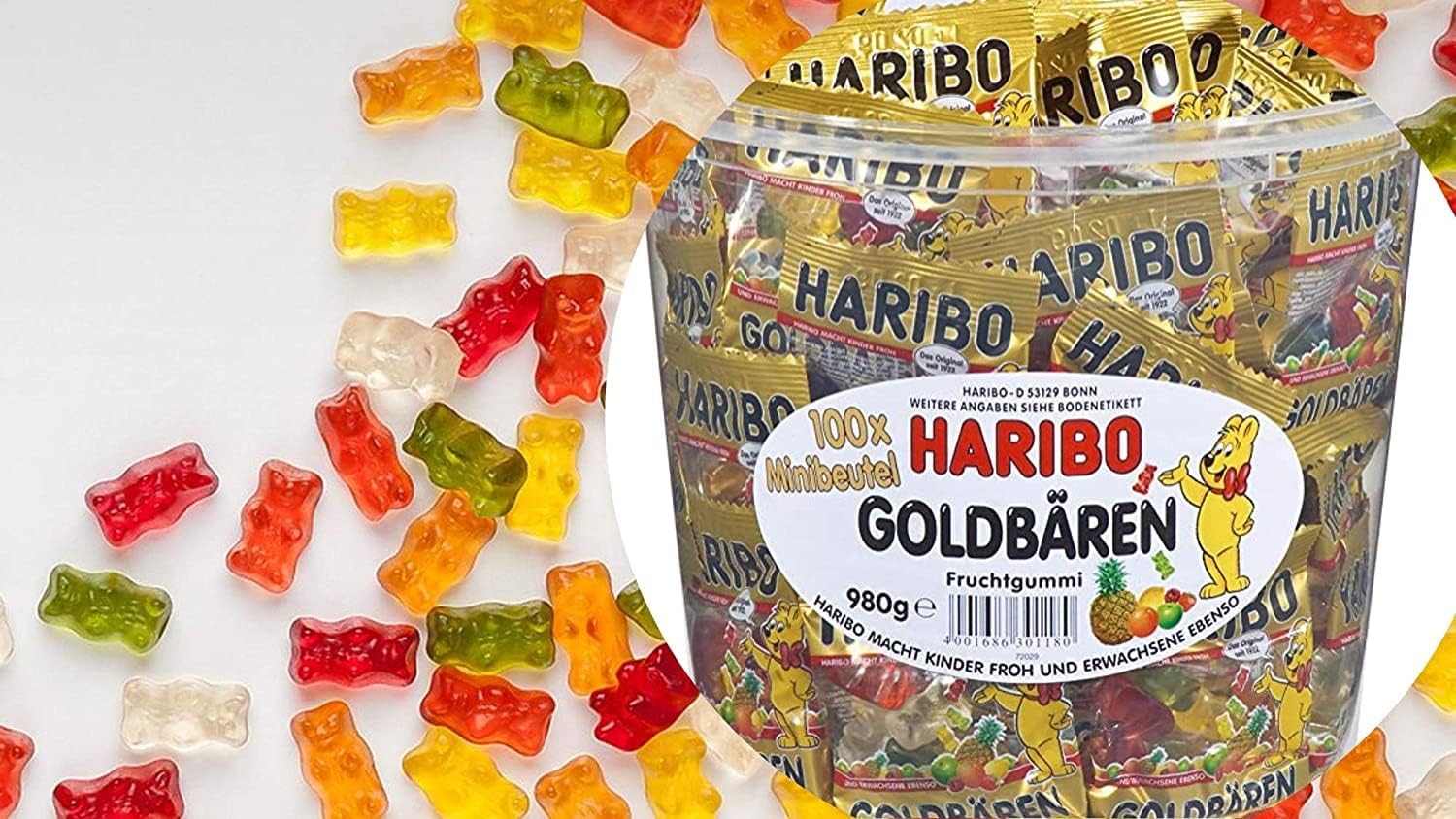 Christmas HARIBO Haribo Gummy Candy Mini Gold Bears 10g x 50 Pieces Individually Wrapped Gift Small Bucket Portions Share Present Commercial Use Bulk Purchase Large Quantity