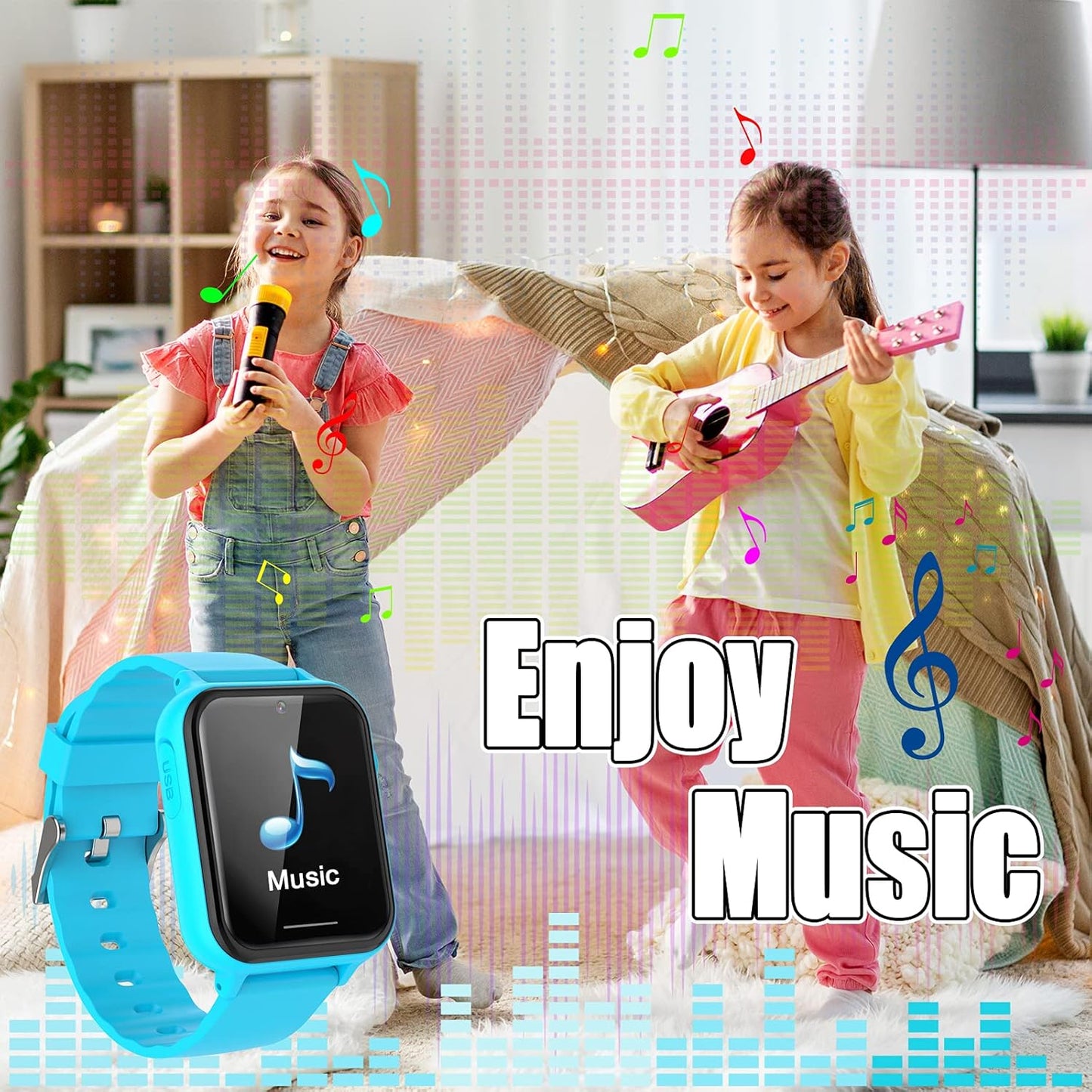 AYATAHA® Kids Wristwatch, Smart Watch, for Kids, Selfie Camera, Photo, Games, Music Playback, Cute Alarm Clock, Alarm, Pedometer, Calories, Recording, Children's Day, Kindergarten, School Entrance