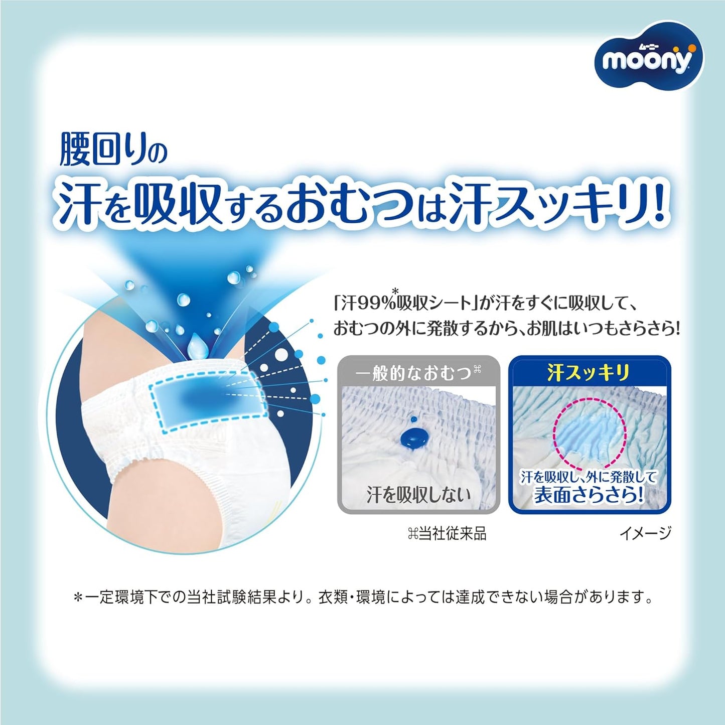 【Minus 2 degrees Celsius inside temperature! 】Moonyman Sweat Absorbent Diapers, Ventilated Underwear (Large Size, Unisex, 19.8 - 30.9 lbs (9 - 14 kg)), 160 Sheets (40 Sheets x 4 Packs), Case Product