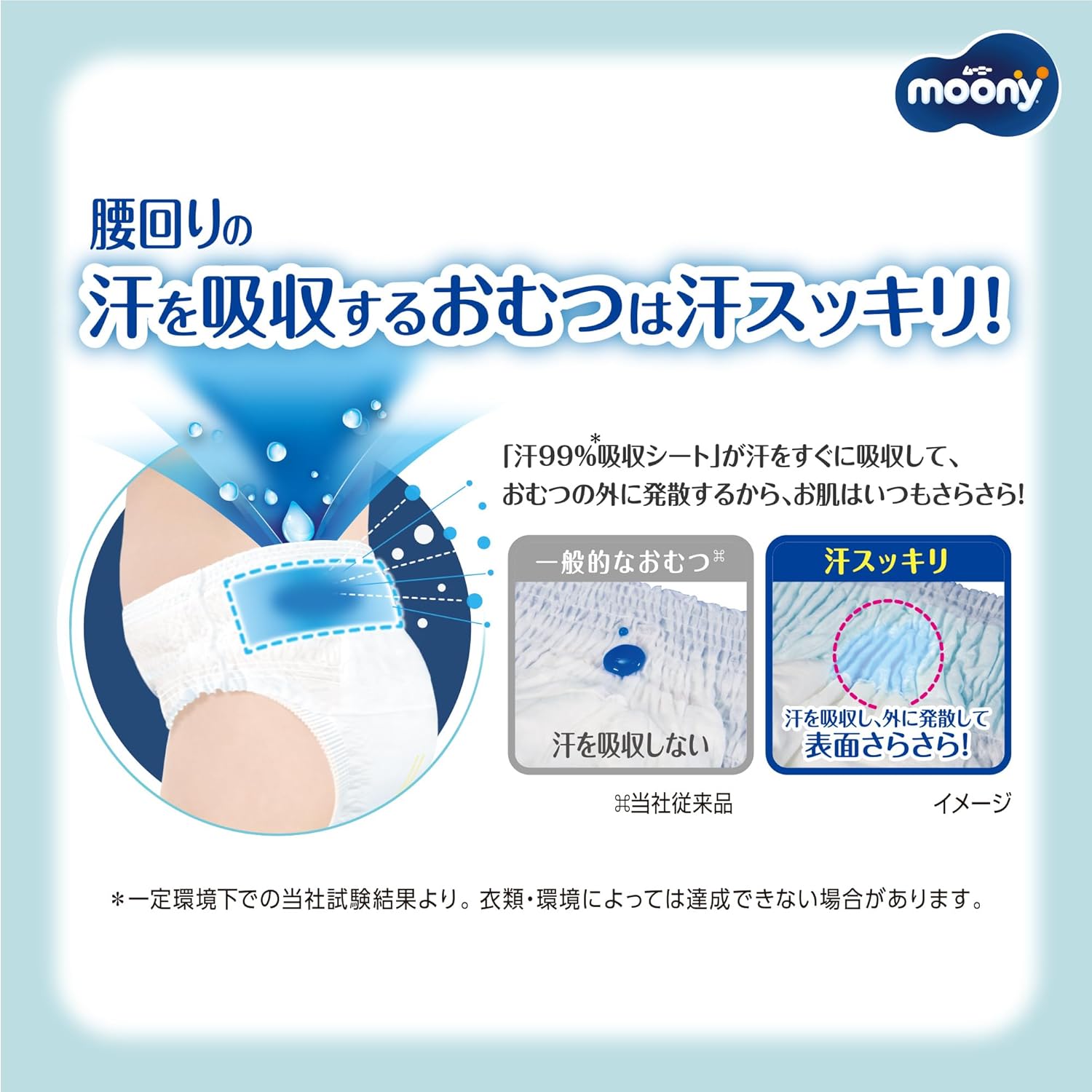 【Minus 2 degrees Celsius inside temperature! 】Moonyman Sweat Absorbent Diapers, Ventilated Underwear (Large Size, Unisex, 19.8 - 30.9 lbs (9 - 14 kg)), 160 Sheets (40 Sheets x 4 Packs), Case Product
