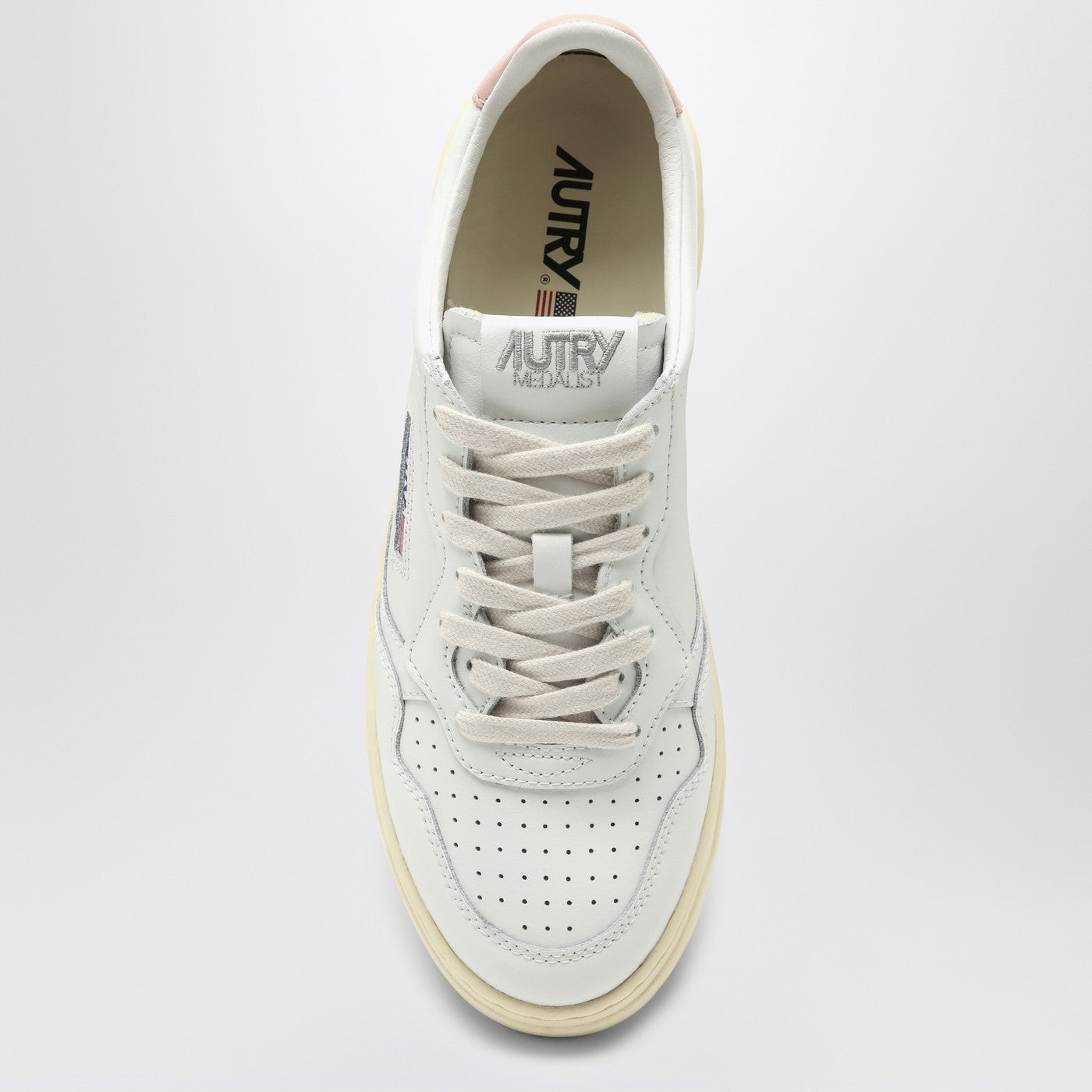 Autry White/Pink Leather Medalist Sneakers - Image 3