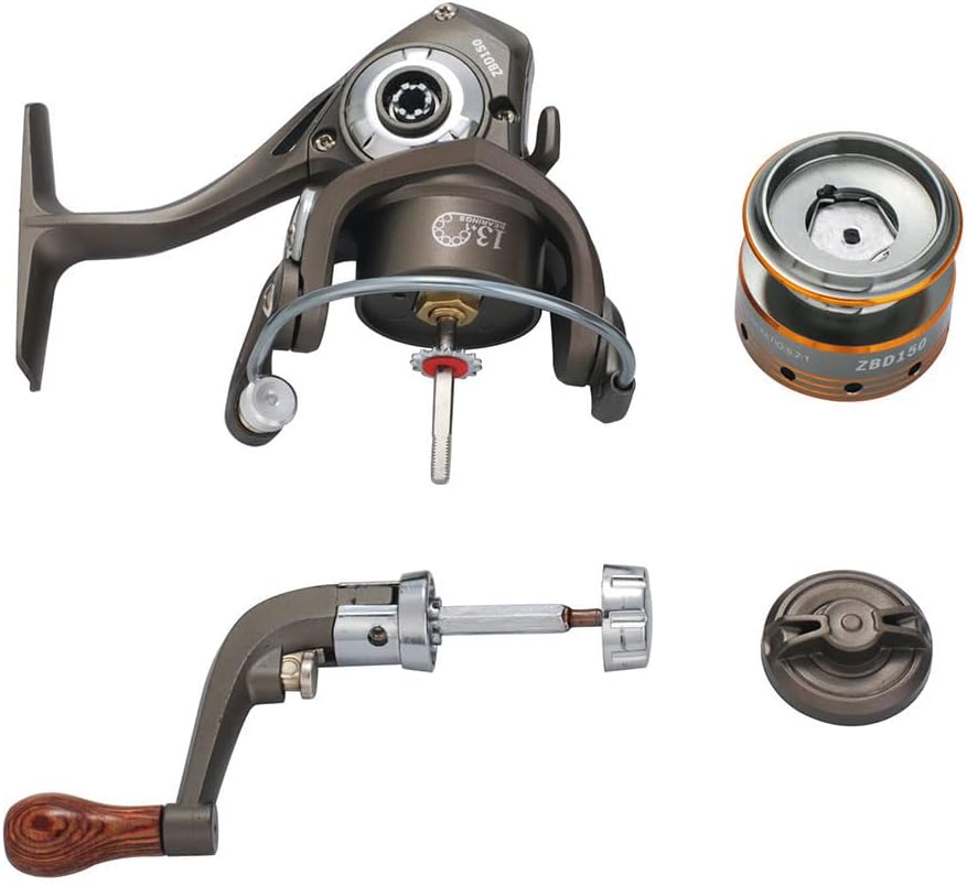 Mini Spinning Reel, 5.2:1 Gear Metal Fishing Reel, 13+1BB Powerful Spinning Fishing Reel with Interchangeable Handle, Small Compact Fishing Reel for Carp Bass Trout Fishing Mini 150