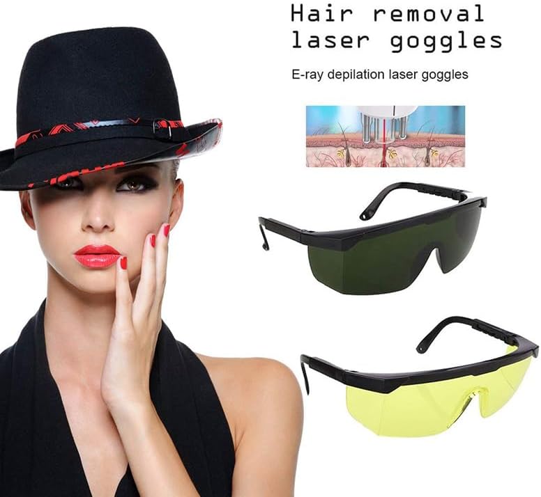 Ergugos Eye Removal Goggles, Safety Glasses for Hair Removal, Eye Protection, Sunglasses, Light Removal, Epilator Glasses, For Home Use, Glasses, Laser Hair Removal, Pack of 2, Commercial and Salon