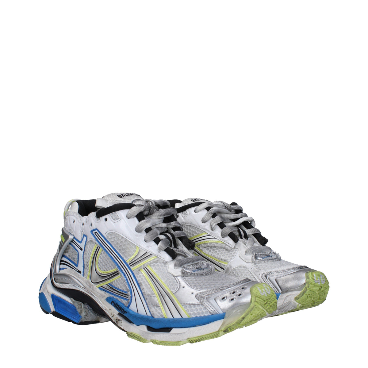 Balenciaga バレンシアガスニーカーランナーマンファブリックホワイト/ブルー - Image 3