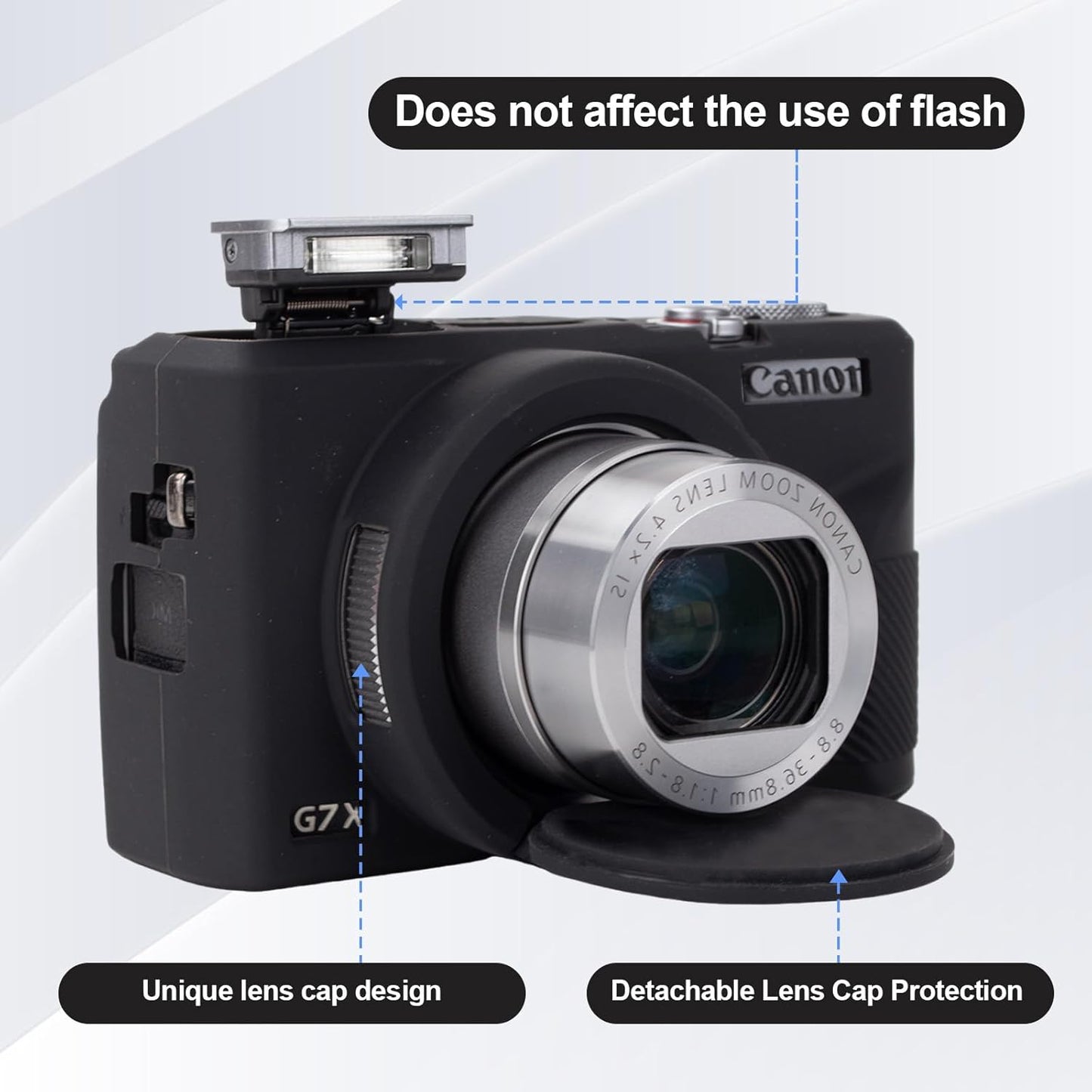 Rieibi Camera Case, Canon G7X Mark III Digital Camera Case, G7X Mark III Accessories, Screen Protector Silicone Case, Canon G7X3 Protective Cover and Screen Protector Film, Black, camera case