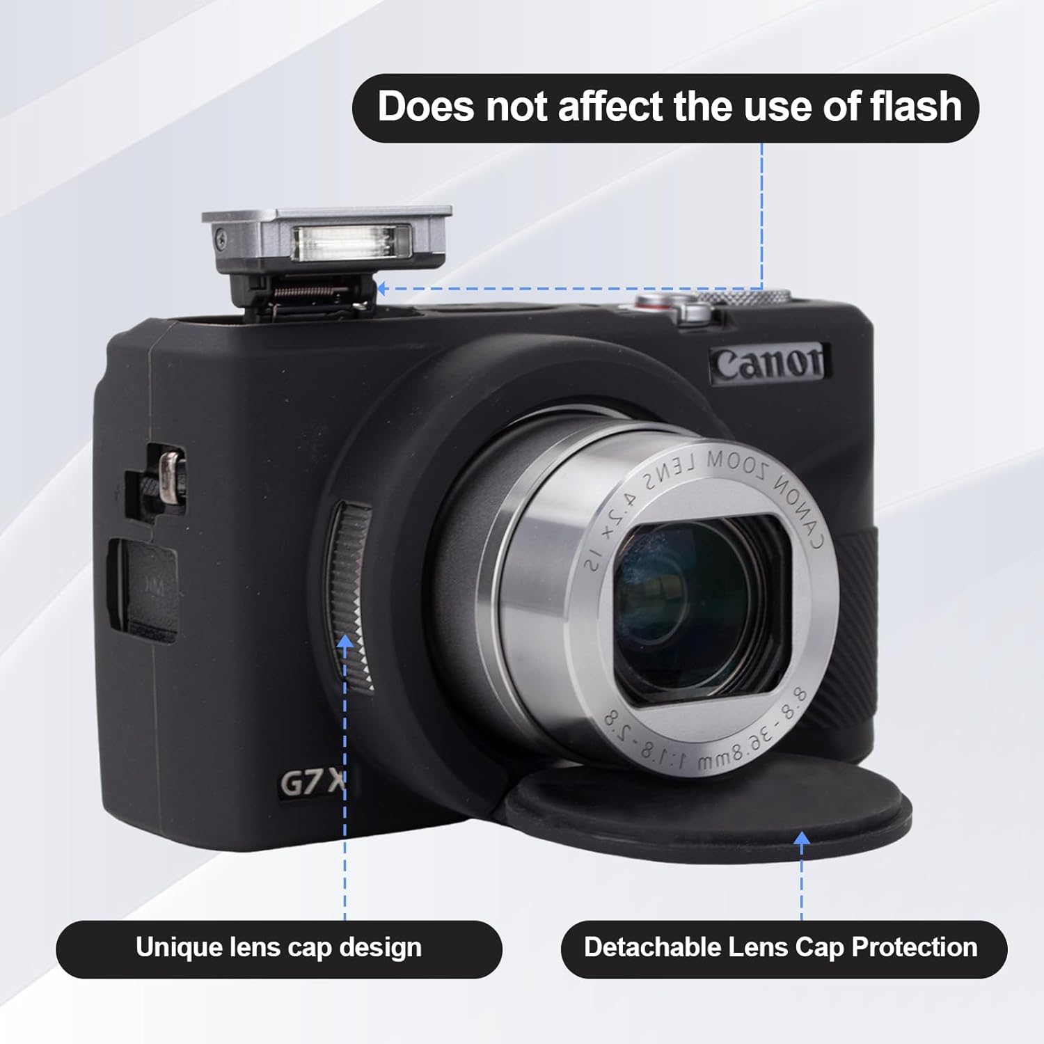 Rieibi Camera Case, Canon G7X Mark III Digital Camera Case, G7X Mark III Accessories, Screen Protector Silicone Case, Canon G7X3 Protective Cover and Screen Protector Film, Black, camera case