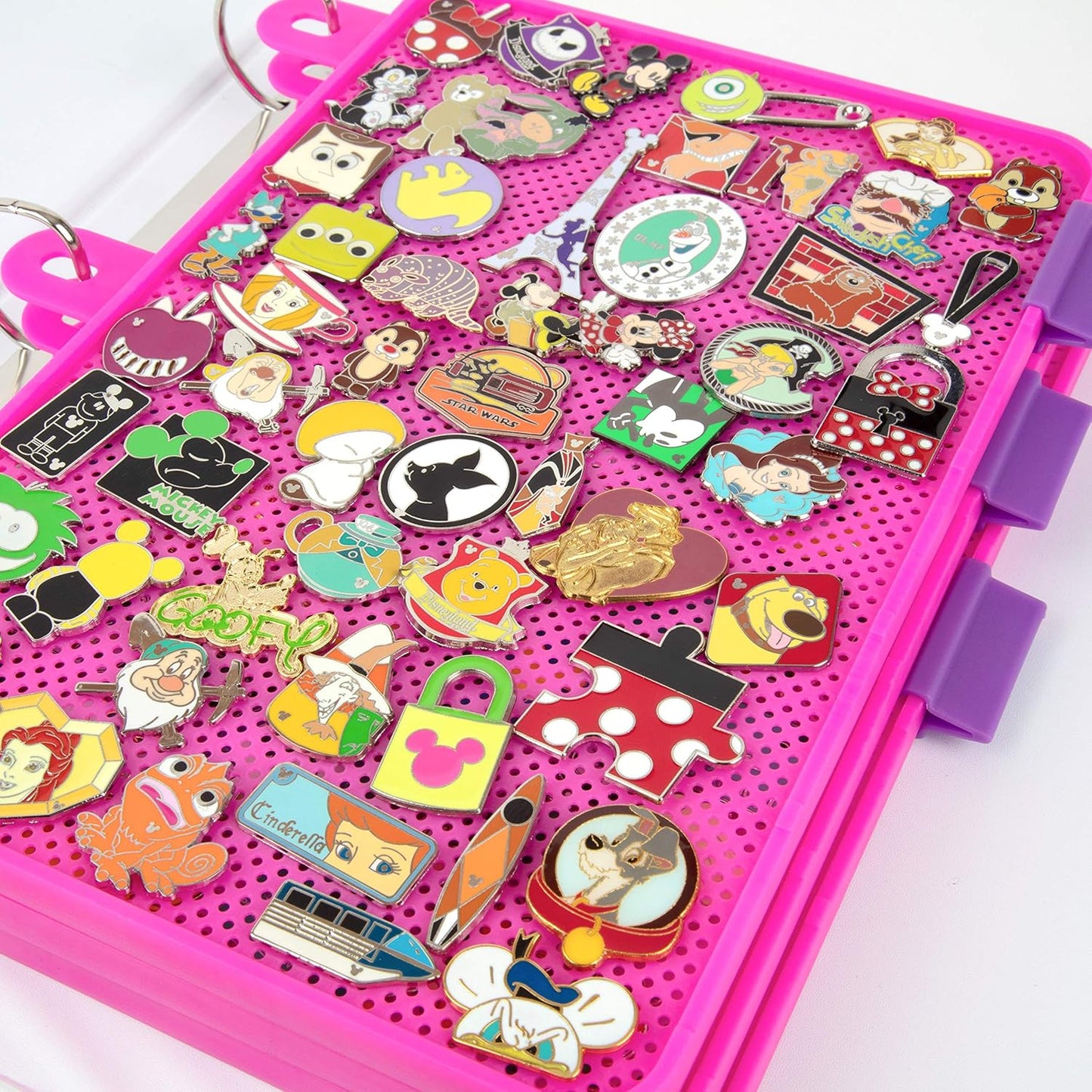 Páginas de exhibición de pines esmaltados (1 unidad) – Muestra e intercambia tus pines coleccionables de Disney en cualquier carpeta de 3 anillas – Las páginas se colocan planas con pinbacks y no se hunden (rosa, pines no incluidos)