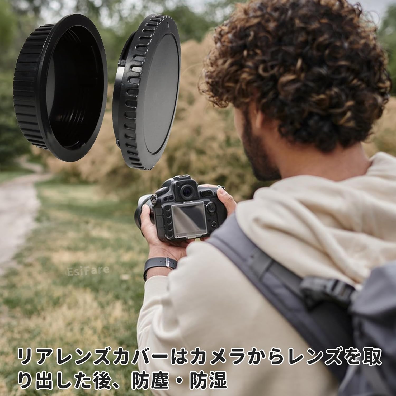 EsiFare Lens Cap for Canon EOS Series Camera Lens Cover Lens Protective Cover for EF EF-S Mount Lens Rear Cap Camera Body Cap Rear Lens Cap