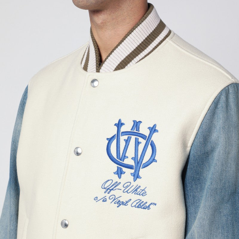 Off Off White™ デニム袖付きアイボリー ボンバー ジャケット - Image 3