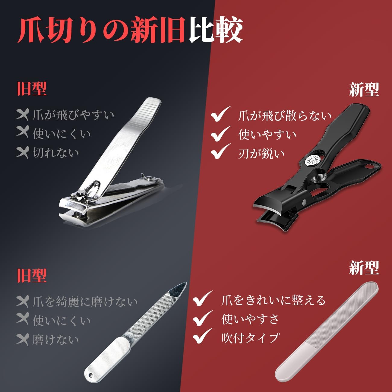 Nail Clippers, Made in Japan, Stainless Steel, High Quality, Shatterproof, Nail Clippers Set, Nail File, Nail File, Extra Large Opening, One-Click Switch, Storage Case, Waterproof, For Hands and Feet