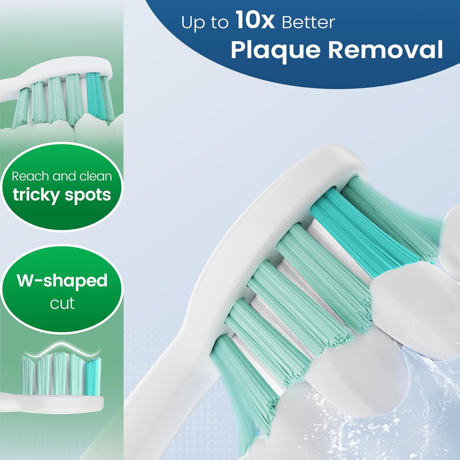 SuitShine Cabezales de repuesto para cepillos de dientes compatibles con Philips Sonicare y más mangos de clic, paquete de 8 unidades, color blanco
