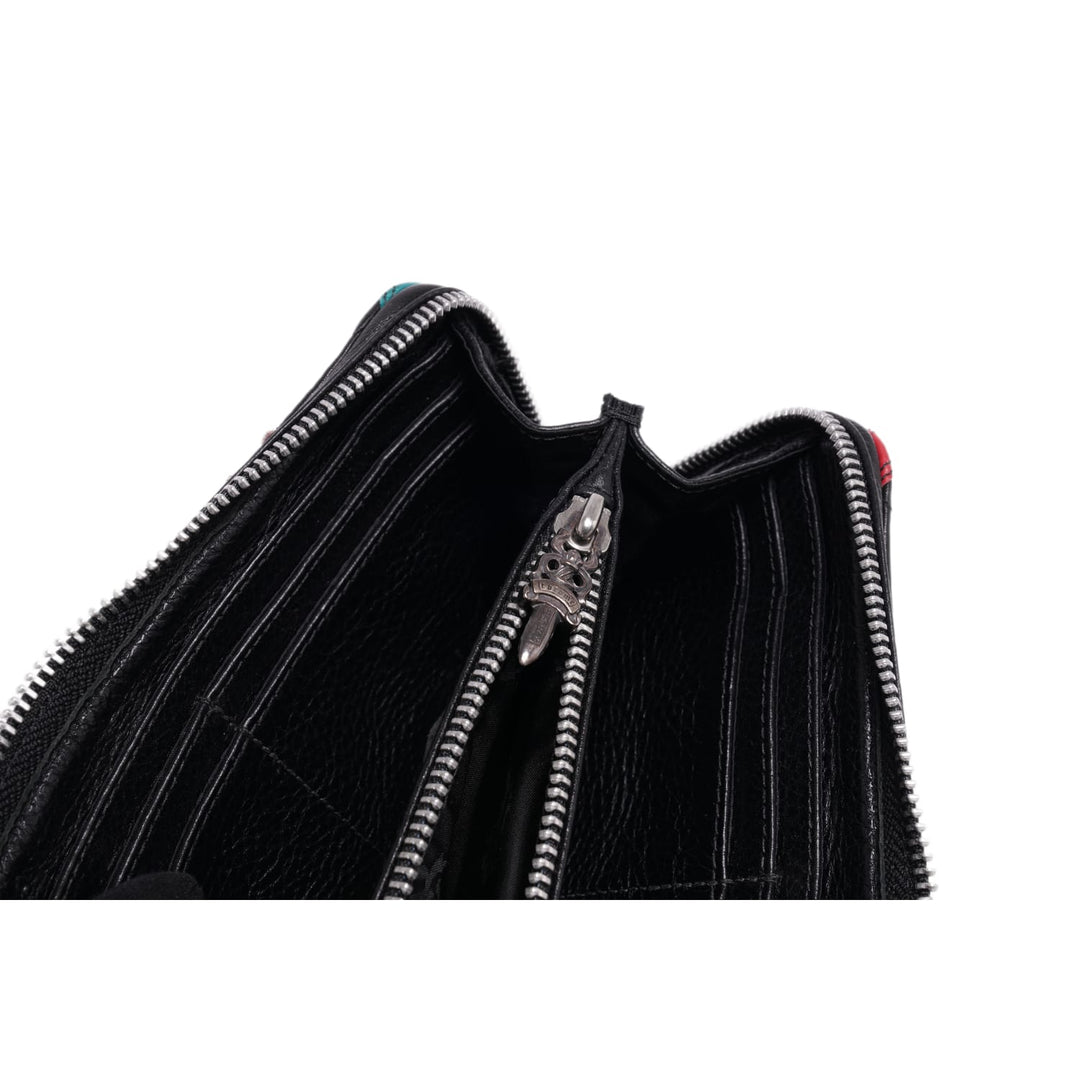 CHROME HEARTS 'MULTICOLOR CROSS PATCH' BLACK WALLET