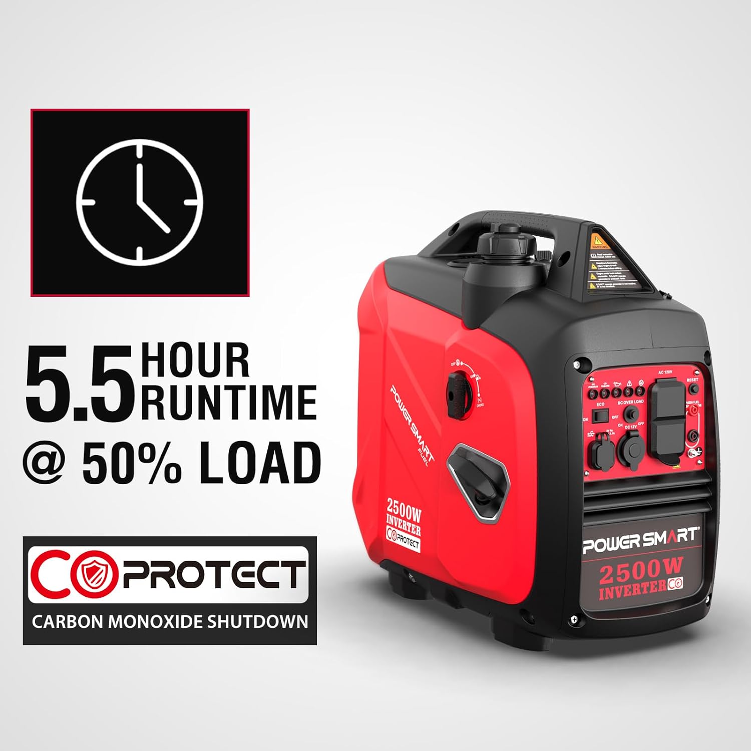 PowerSmart 2500 Watt Portable Inverter Generator with CO Protection, Quiet Camping