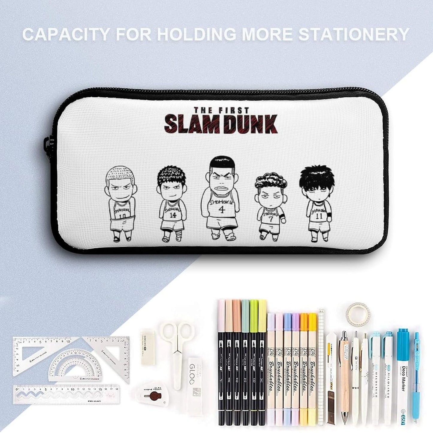 Slam Dunk Pencil Case, Large Capacity, Suitable for Anime Pencil Case, Youth Fashion Lightweight Pen Pouch, Cute Pencil Case, 8.7 x 4.7 x 2.0 inches (22 x 12 x 5 cm), style