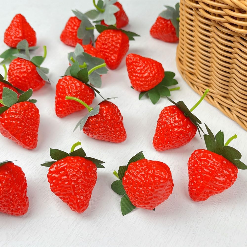 Set of 20, Strawberry, Strawberry, Life-like, Food Sample, Cake Shop, Fruit Shop Display, etc. (1.4 x 1.2 inches (3.5 x 3 cm)
