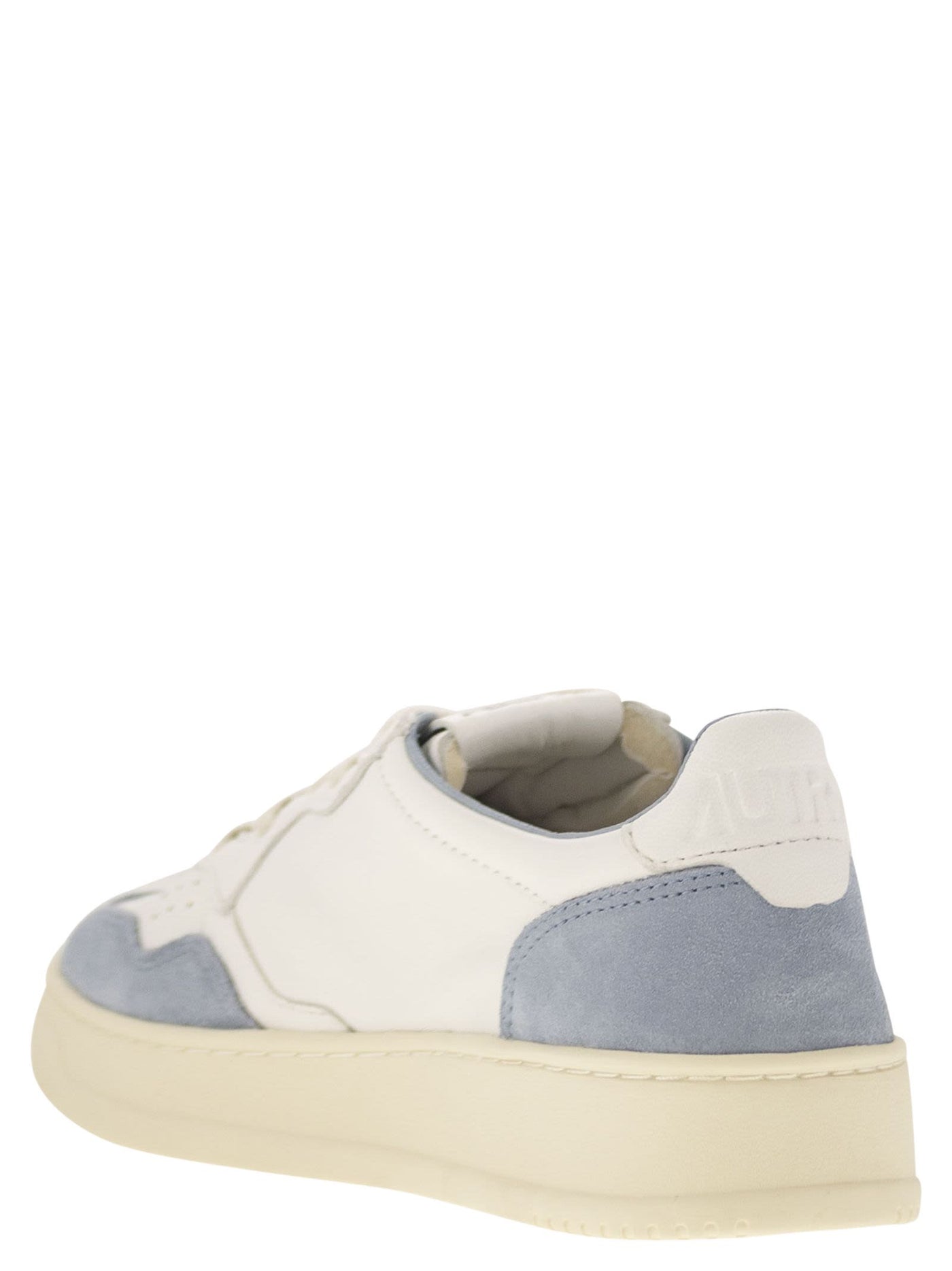 Autry Medalist Low White LeatherとSuede Sneakers In Powder - Image 3