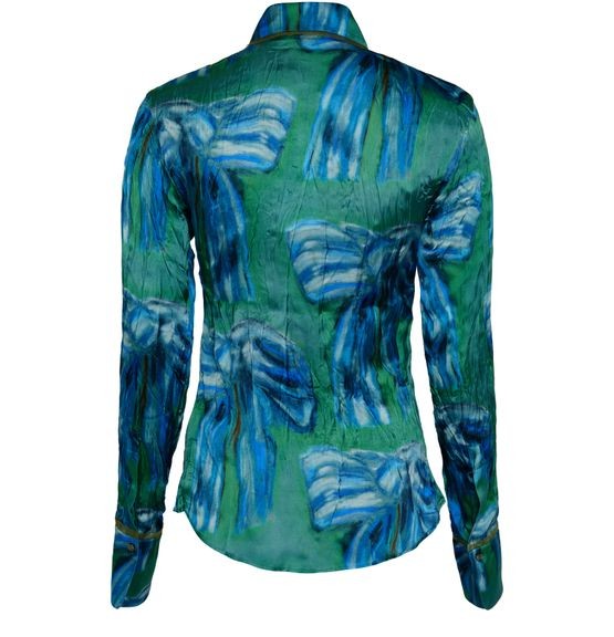 ACNE Salvia P Flu サテン キリムニック ボウ ブラウス - Image 3