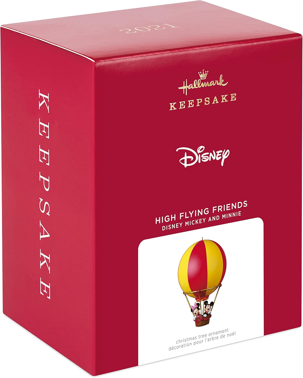 Hallmark Keepsake Adorno de Navidad, plástico 2021, globo aerostático Disney Mickey y Minnie High Flying Friends