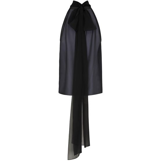 TOM FORD シルクジョーゼット製 ノースリーブ ラヴァリエール ブラウス - Image 3