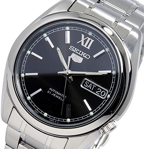 Father's Day Gift Automatic SEIKO Five Automatic Metal Strap Watch Back Skeleton for Men (SNKL53K1 SNKL55K1) (SNKL55K1 (Black))