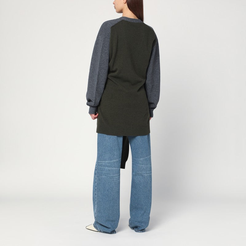 Stella Stella Mc Cartney Grey/Dark Green Cardiganが交差した袖 - Image 3