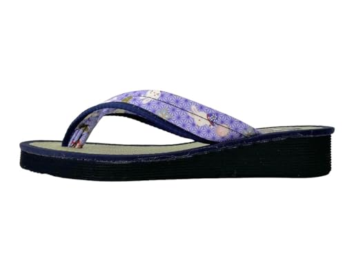 Daimyo Shokai Women's Thong Tatami Folding Sandals Japanese Pattern, Made in Japan