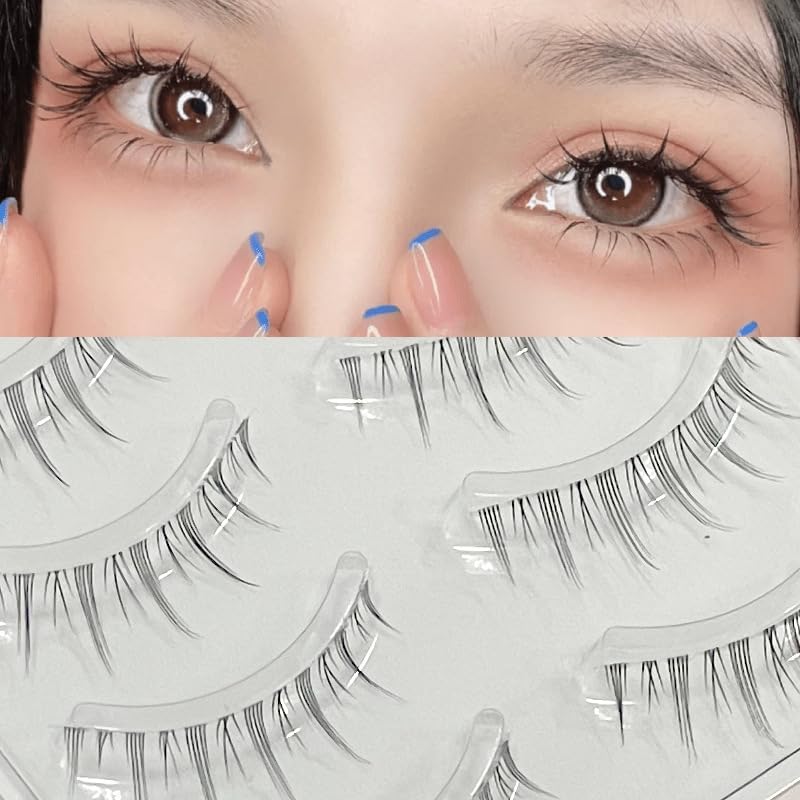 False Eyelashes, Set of 5, Popular, Handmade, Actress Eyelashes, Transparent Shank, Natural Finish, Popular, Everyday Makeup, Cosplay