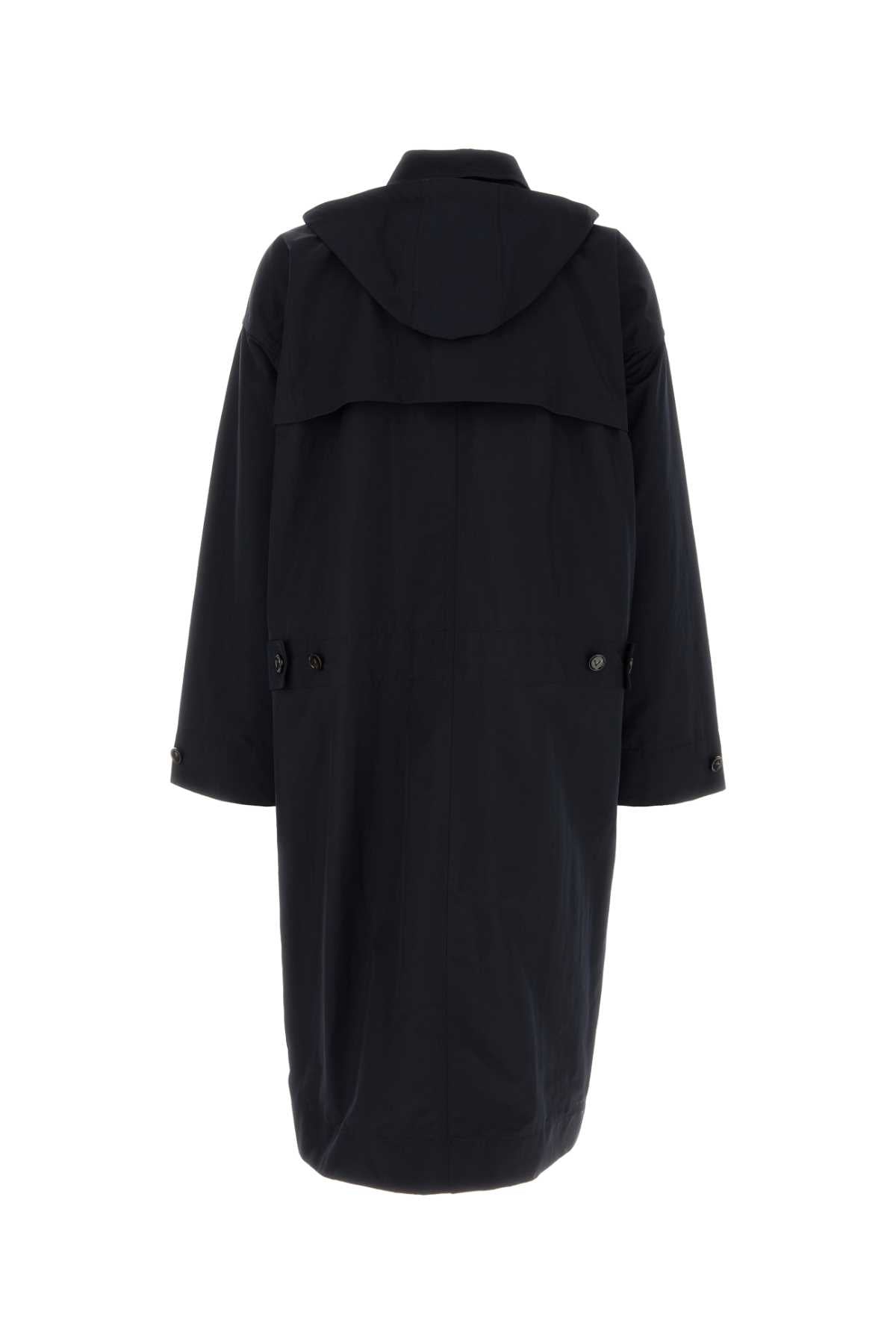 Bottega ボッテガベネタネイビーブルーナイロンブレンドトレンチコート - Image 3