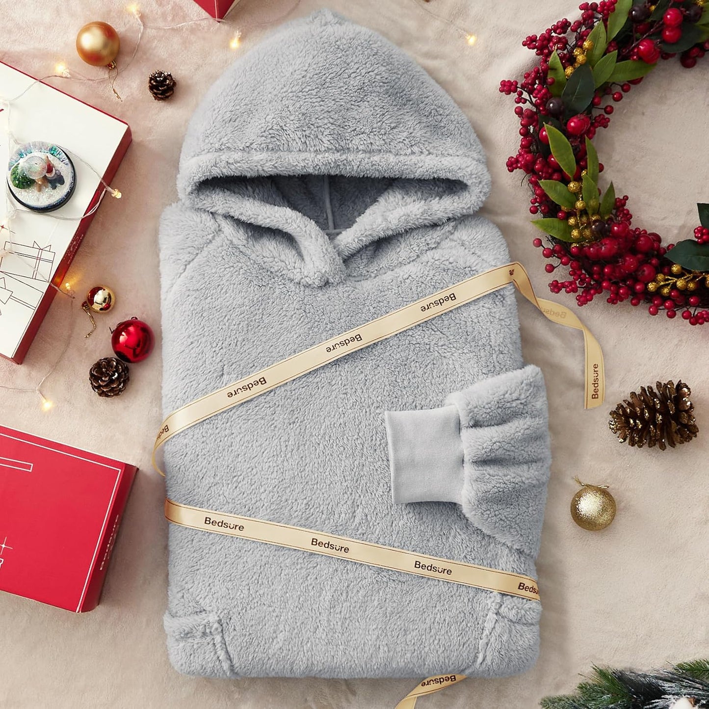 Bedsure Mantas Ponibles con Capucha, Regalos de Navidad para Mujeres, Esposa, Novia, Regalos de Cumpleaños Cálidos y Acogedores para Ella, Esposa, Sudadera Suave y Esponjosa, Mantas con Capucha de