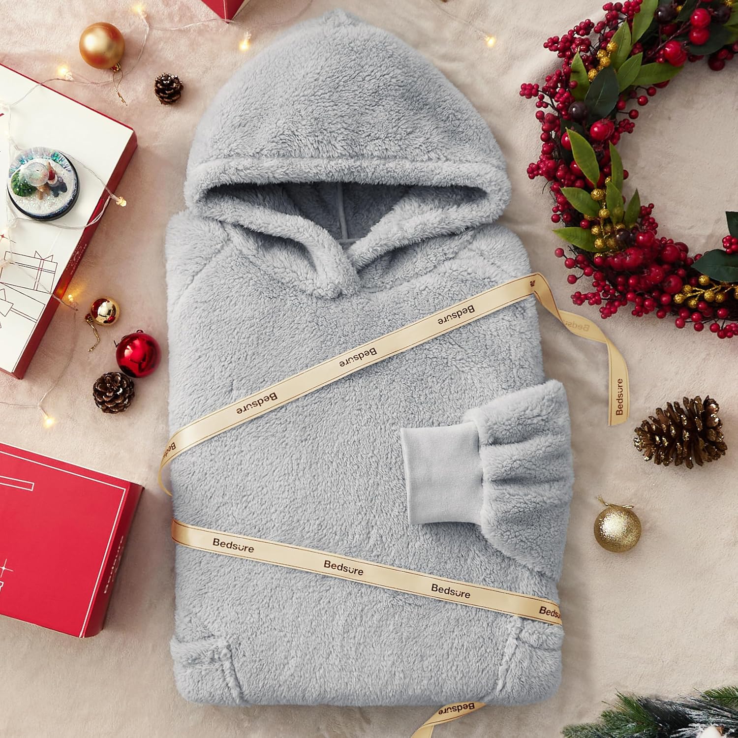 Bedsure Mantas Ponibles con Capucha, Regalos de Navidad para Mujeres, Esposa, Novia, Regalos de Cumpleaños Cálidos y Acogedores para Ella, Esposa, Sudadera Suave y Esponjosa, Mantas con Capucha de