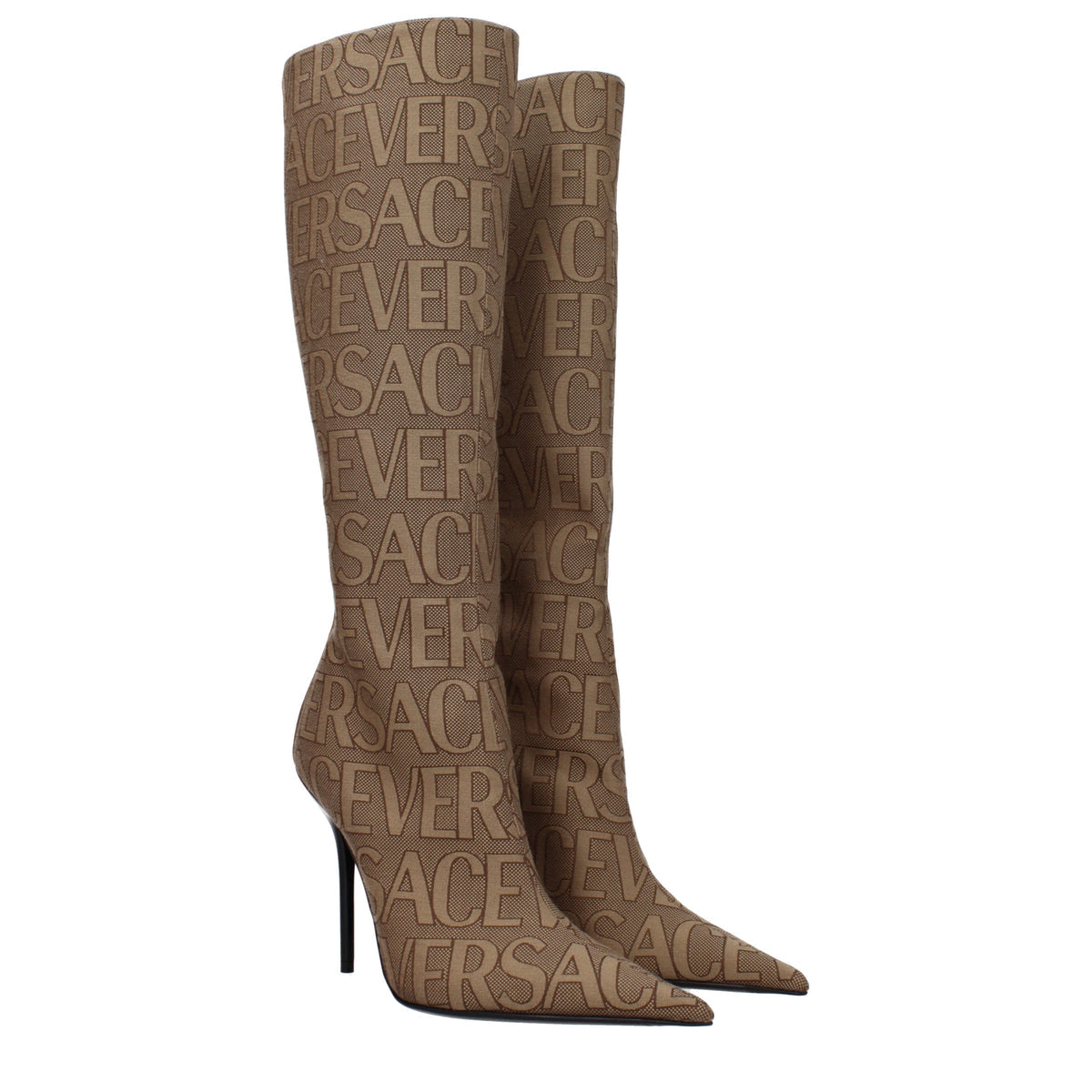 Versace ヴェルサーチブーツ女性生地ベージュ/ブラウン - Image 3