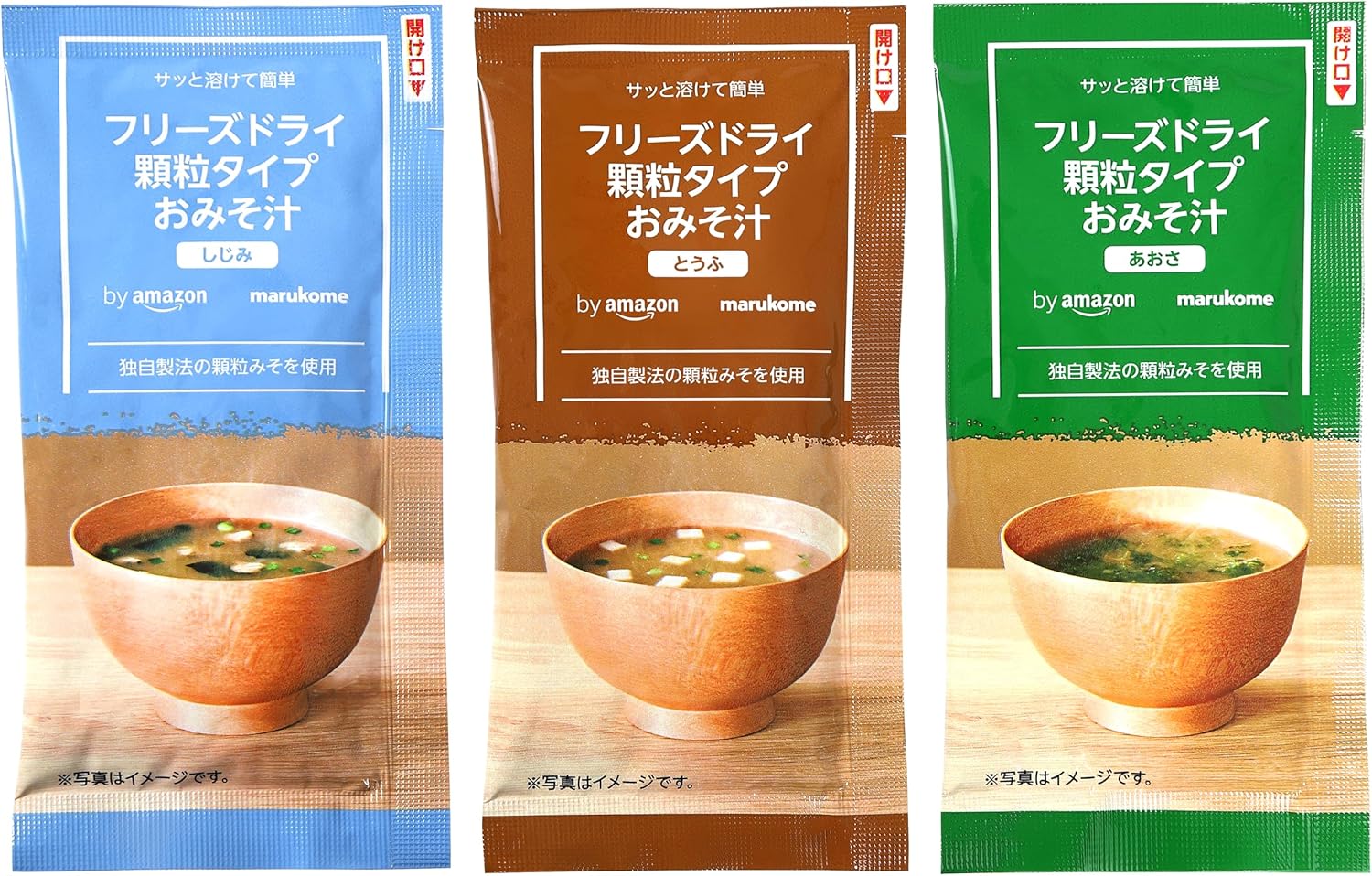 by Marukome Freeze Dried Miso Soup x 30 Servings (3 Varieties x 10 Servings) Shijimi, Tofu, Aosa Granule Type Miso Soup marukome