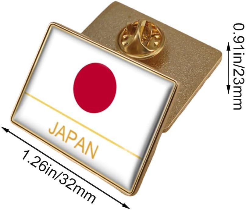 Hifeoos Japanese Flag Brooch Novelty Rectangle Japanese Flag Brooch Crystal Pin Lapel Pin Badge Metal Clothing Hat Bag Jewelry Accessories 32*23mm