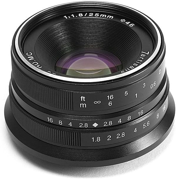 7artisans 25mm F1.8 Manual Focus Prime Fixed Lens for Canon Eos-M Mount M1 M2 M3 M5 M6 M10 (Black)