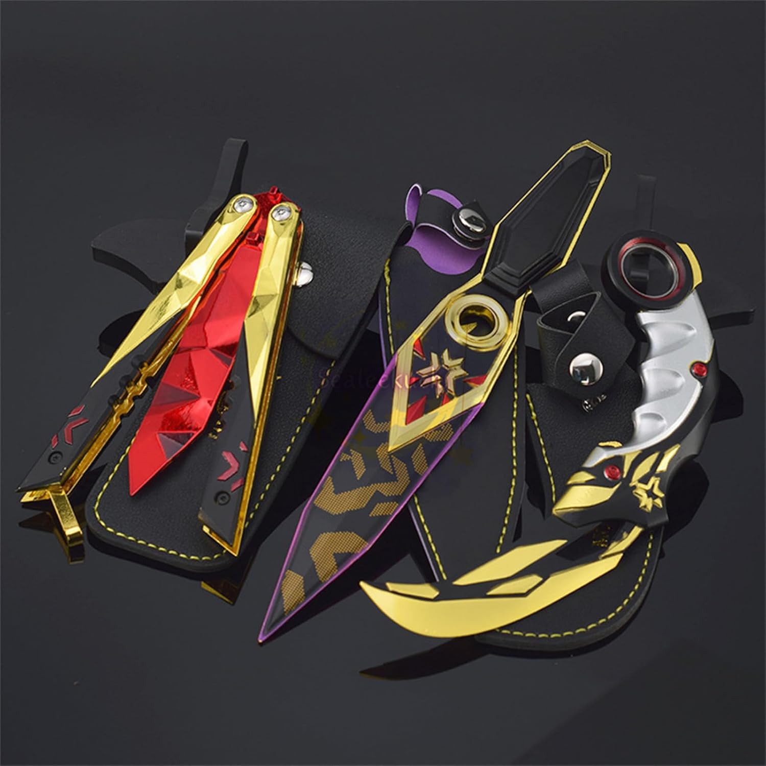 Sealeekuchi Goods Valorand Column Bit + Butterfly Knife + Kunai 3-Piece Set Champions 2021 Column Bit 2022 Butterfly Knife 2023 Kunai Melee Weapon Toy Present Case Cosplay Tool Figurine Miniature