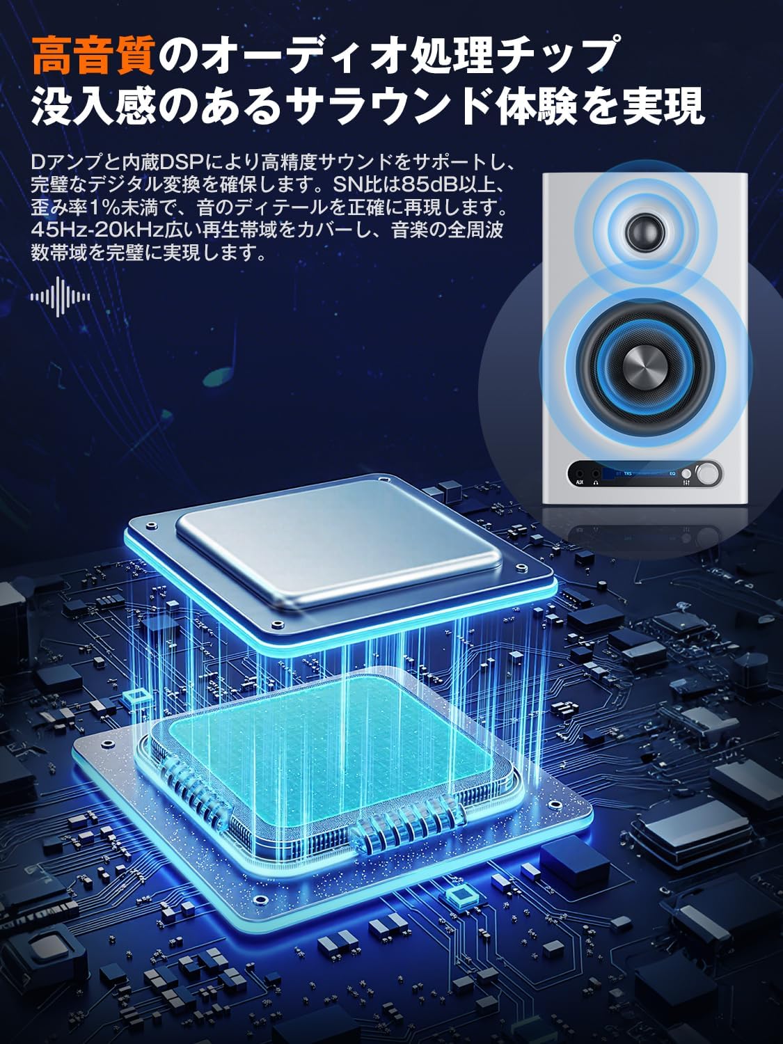 YOPIN Monitor Speaker Bluetooth 5.4 Switchable Between Three Modes (Monitor, Music, Theater) 4-Inch Mid-Bass Speaker 45Hz-20kHz Wide Frequency Range 60W Speaker Bluetooth Fiber Optic/TRS/HDMI/RCA/AUX