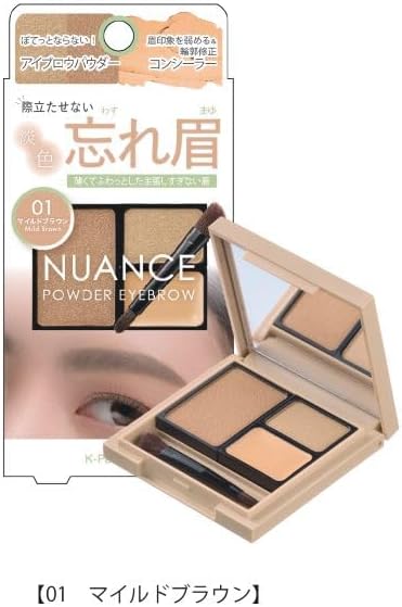 K-Palette Nuance Powder Eyebrow + 01 Mild Brown Eyebrow Large: 0.07 oz (2 g), Eyebrow Small: 0.04 oz (1 g), Concealer: 0.04 oz (1 g), Eyebrow Palette that creates a "light color forgotten eyebrows