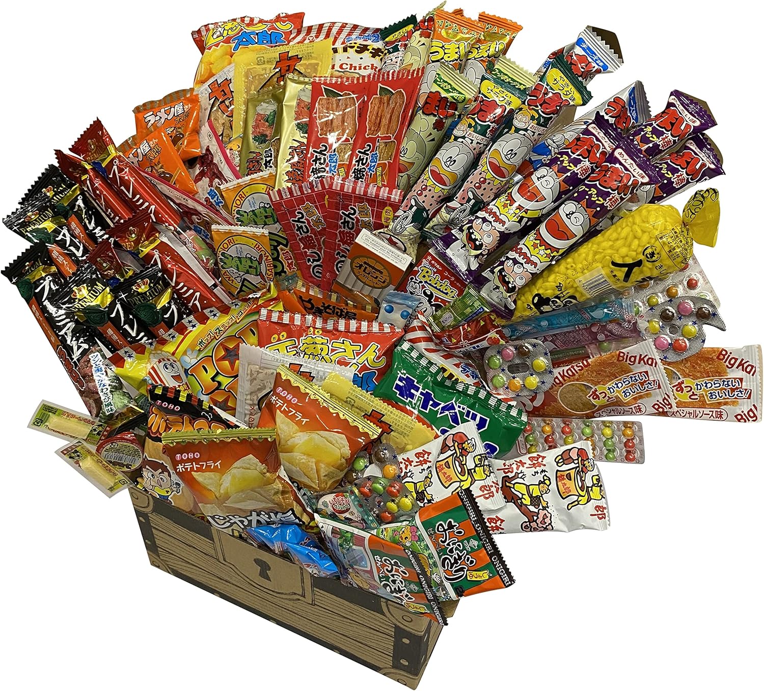 Assorted Dagashi, Popular, 55-piece Set, Treasure Box Box, Fun Set, Bulk Purchase, Adult Purchase, Dagashi Set, Dagashi Shop, Father's Day, Gift, Present