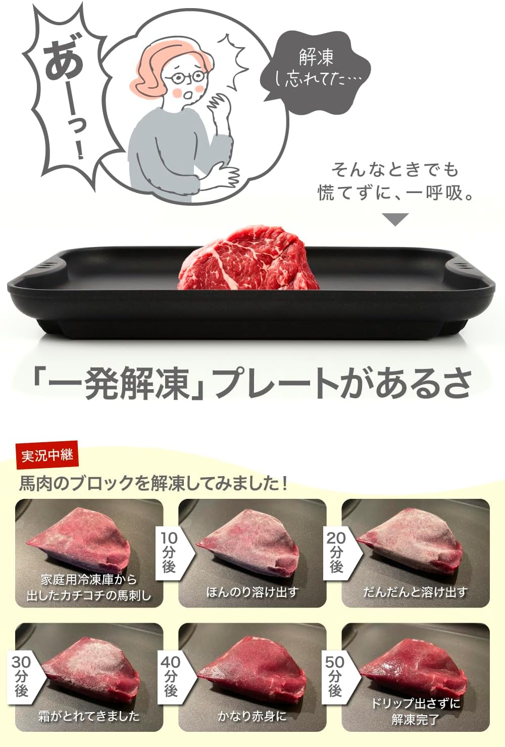 IWANO Thawing Plate, Thawing Dish, Dramatically Reduces Thawing Time, Quick Thawing & Flavor, Can Be Heat Removed, Compact Size, Fluorine Resin Treated (Stain Resistant and Easy to Wash),