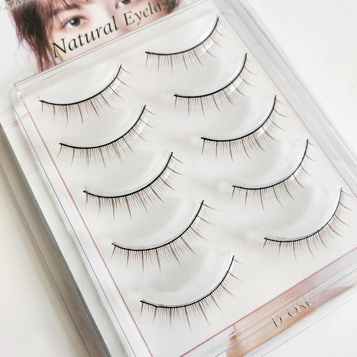 D-ONE Natural False Eyelashes, 5 Pairs (A03 No Makeup Casual Brown)