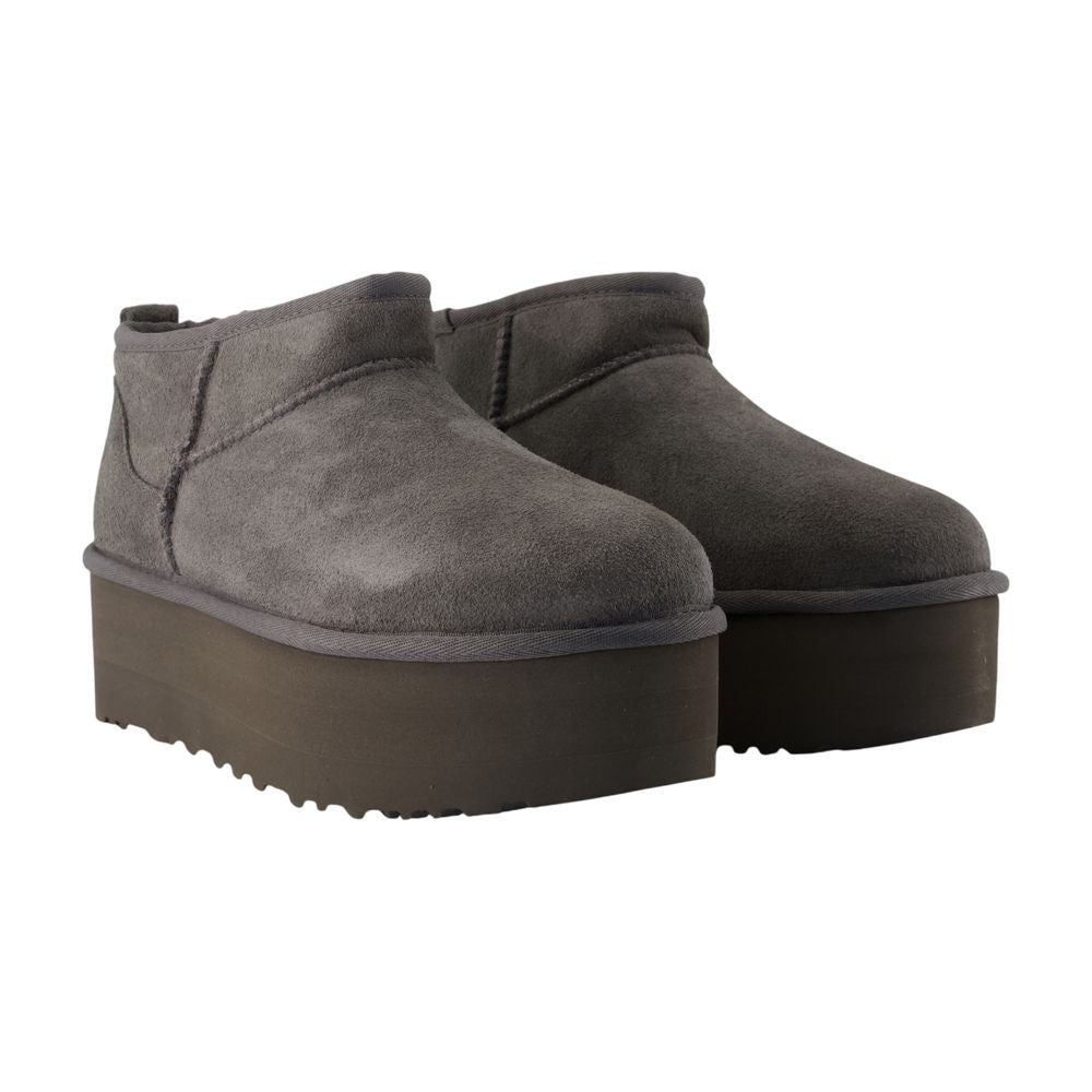 Ugg クラシック ウルトラ ミニ プラットフォーム アンクル ブーツ Ugg レザー グレー - Image 3
