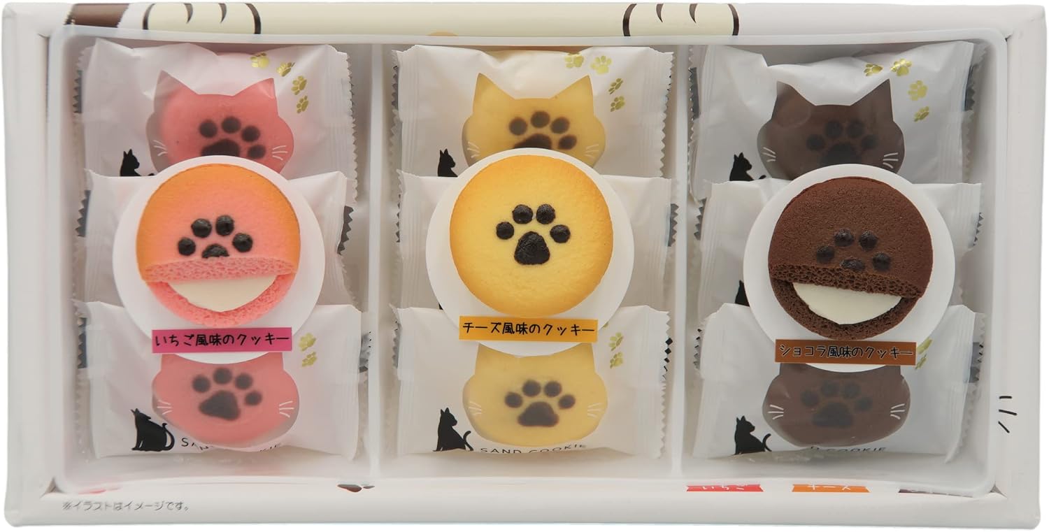 Shinshu Nekoron 3 Varieties of Sandwich Cookies 9-Piece Set Cat Cookies