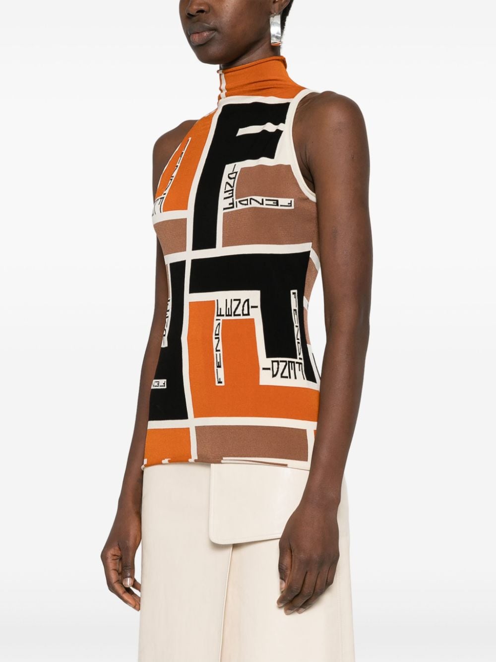 Fendi フェンディプリントタートルネックトップ - Image 3