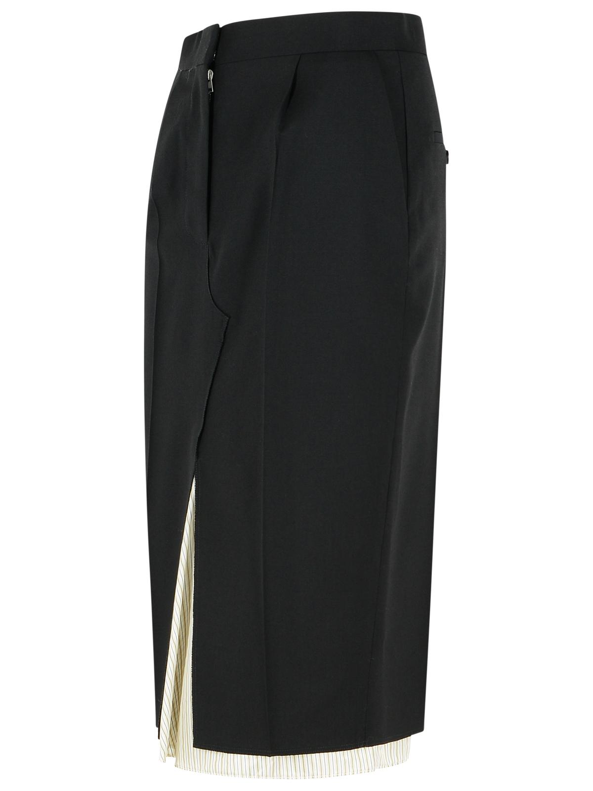Marni 露出した裏地付きのクールな黒いバージンウールのマルニミディスカート - Image 3