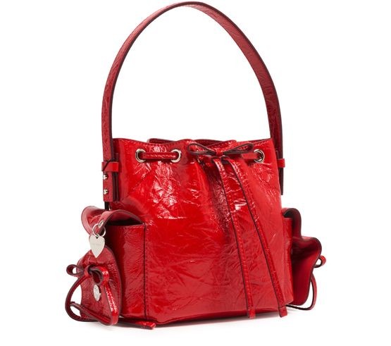 ACNE Multipocket mini bucket bag crinkled patent - Image 3