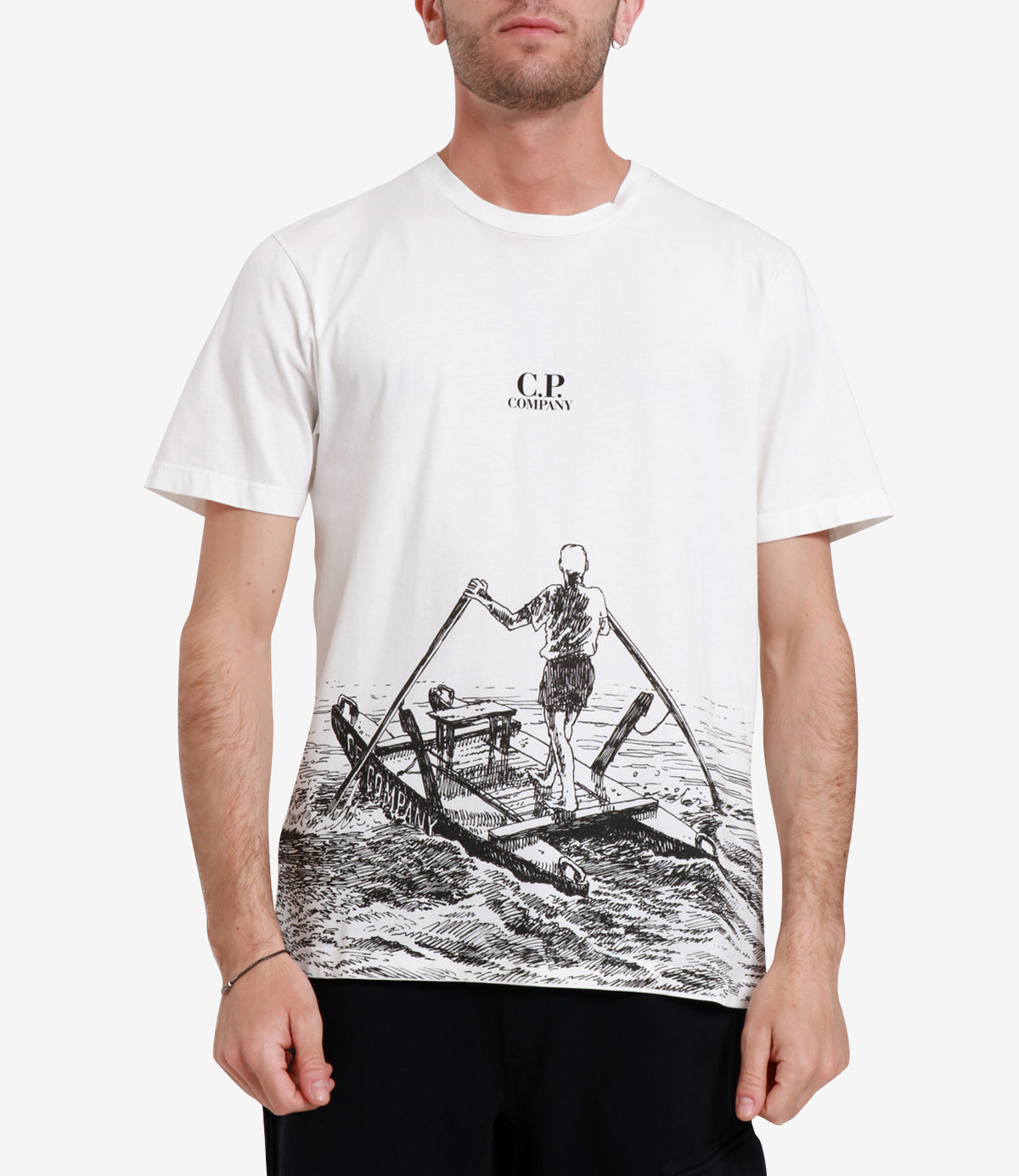C C.P.会社Tシャツとポロスホワイト - Image 3