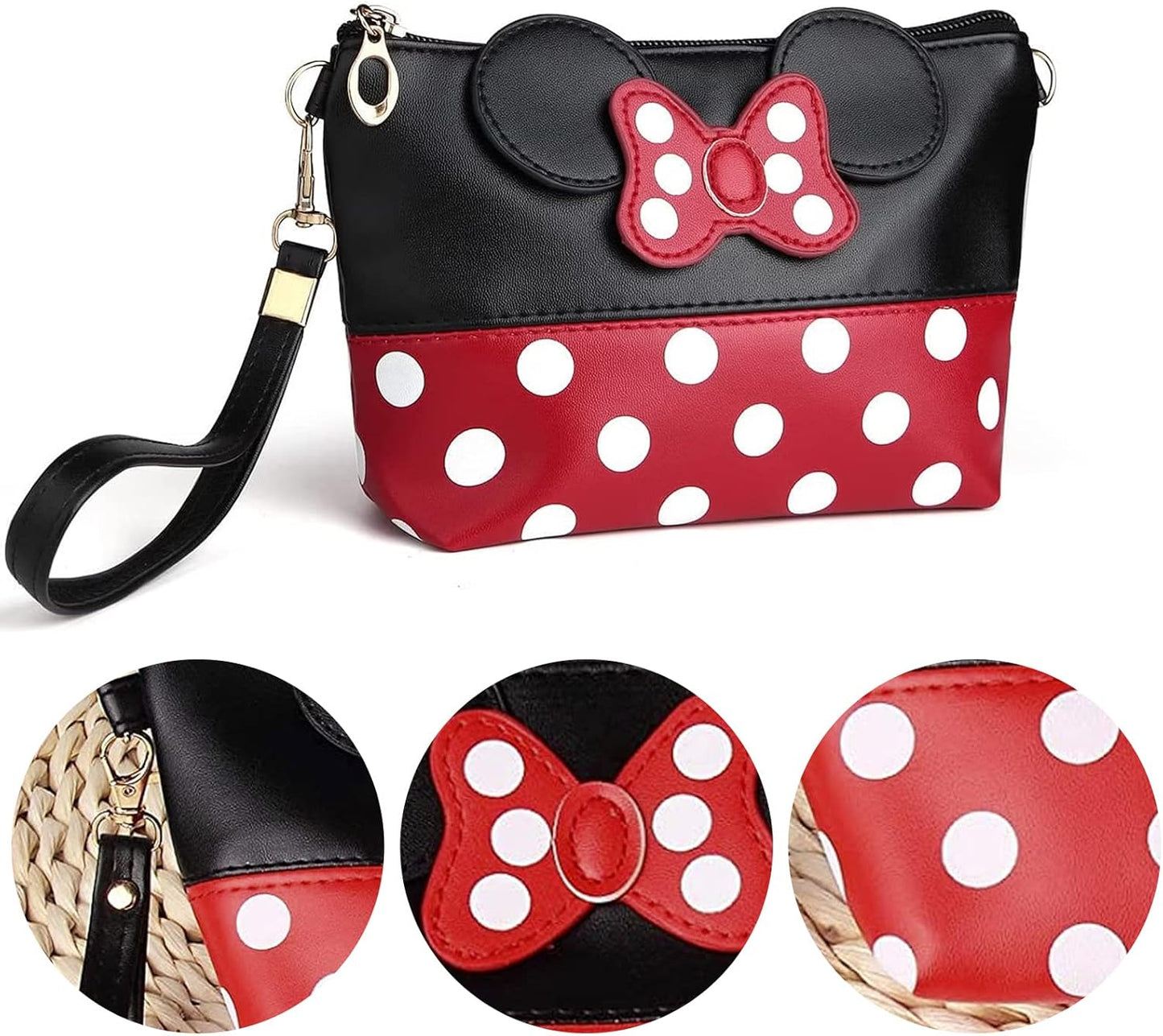 Mickey Make-Up Storage Bag, Women's PU Travel Bag with Bowknots, Premium Quality Large Toiletry Bag, Organiser for Women