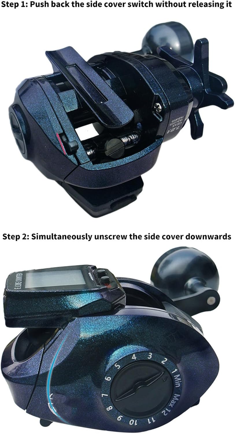 Electronic LED Screen Fishing 7.2:1 Fast Powerful Fishing Reel Corrosion Resistance Saltwater Freshwater Fishing Reel Electronic Baitcasting Reel